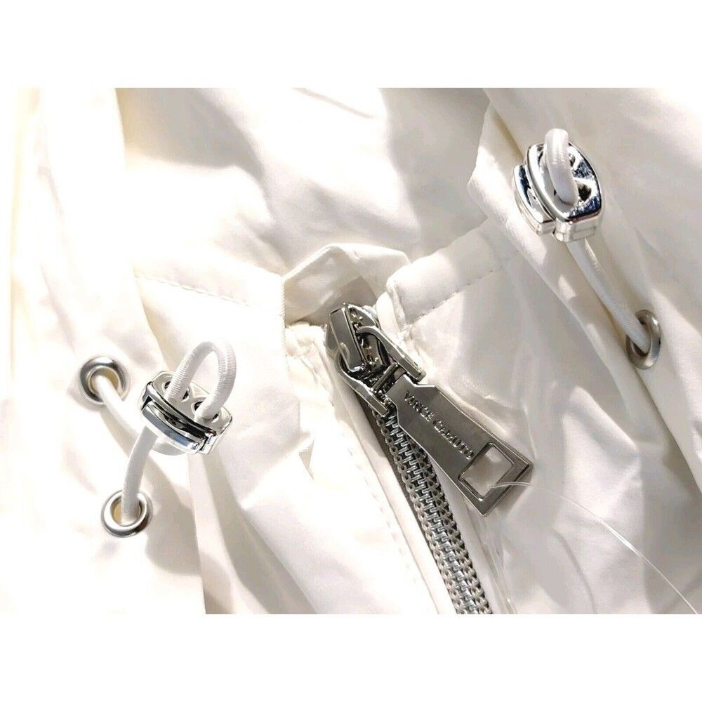 NWT Vince Camuto Womens Chic Hooded Rain Jacket Water Wind Resistant White, M - Picture 5 of 9